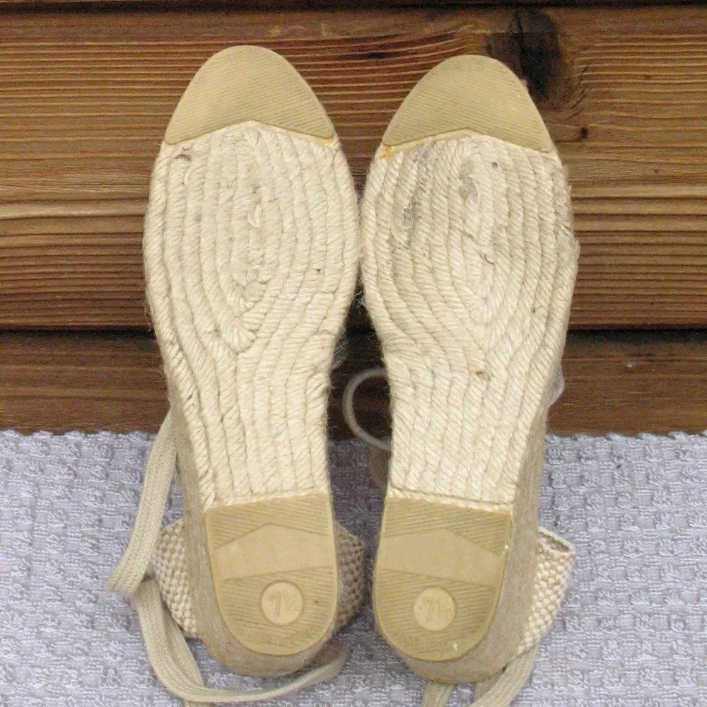 Vintage 90's Wedge Ankle Wrap Espadrille Wedges